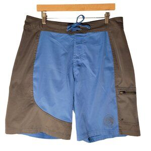 REI Mens Swim Trunks Hybrid Board Shorts Outdoor Unlined Blue‎ Gray Sz 36